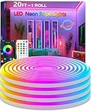 httpsmp 6M RGB Neon LED Strip Lights, Musik Sync, 24V Flexible Streifen mit App/Fernbedienung anwendbar auf Schlafzimmer, Raum & Außendekoration
