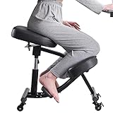 Ergonomischer Kniestuhl, verstellbarer Hocker für Zuhause und Büro, aufrechterhalten Sie Ihre Haltung mit einem abgewinkelten Sitz, dicke Schaumstoffkissen, Schwarz