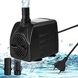 flintronic Aquariumpumpe Aquarium Pumpe, 16W Wasserpumpe, 800L/H Tauchpumpe Teich Brunnen Pumpe Widersteht Trockenes, Garten Keine Geräusch für Teich Brunnen, mit 2 Düsen, 16W Kabel 1.4m