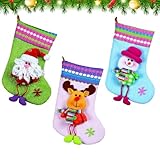 Forhome Nikolausstrumpf,3 Stück Weihnachtsstrumpf Deko,Nikolausstiefel zum Befüllen & Aufhängen, Nikolaussocke Weihnachtsdekoration für Kamin, Weihnachtsbaum, Wand, Treppe Weihnachtsbaum