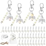 Quuylin 36 Stück Schutzengel Anhänger, Gastgeschenke Taufe Hochzeit mit Organza Beutel, Etiketten Runde und Schnur für Kommunion, Hochzeit, Taufe, Geburtstag, Weihnachten