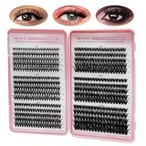 Moyutt 590 Stück Einzelwimpern 30D+40D+50D+60D+80D+100D Cluster Lashes DIY Wimpern Flauschige Russische Wimpern Extensions Lockige Langlebige Wimpernbüschel für Anfänger