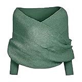 Pullover Schal mit Ärmeln, Schal mit Ärmeln für Damen, multifunktionaler Schal mit Ärmeln - Wickelschal mit warmen Ärmeln, Strickpullover mit Ärmeln für Damen, grün, Fare riferimento alla descrizione