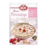 RUF Porridge Himbeer White Choc, Instant Haferbrei mit Himbeer-Stückchen und weißer Raspel-Schokolade, schnelles und gesundes Frühstück, 1 x 65g Beutel