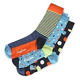 Happy Socks 3er Pack Sonderangebot Gemusterte Lustige Socken Geschenkbox Baumwolle für Damen & Herren, 36-40