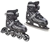 Croxer 2in1 Schlittschuhe Inline Skates Inliner Optima Black verstellbar (39-42(24cm-26,5cm)