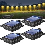 BILLION DUO Solar Dachrinnenlampe für den Außenbereich, 4STK Solarlampen für Außen Garten, Wasserdichte 40 LEDs Zaunbeleuchtung, Schwarz Solar Wandlampe Warmweißes Solarlicht für Garage, Terrase