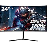 CRUA 24 Zoll Curved Gaming-Monitor 180 Hz|165 Hz|144 HZ|1080P|PC Monitor Computer 100% sRGB-Farbumfang kompatibel FreeSync G-sync|Rahmenlos|HDMI|DisplayPort,VESA-Wandmontage, Schwarz
