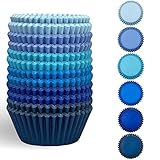 Gcardist Standard-Muffinförmchen Cupcake-Becher Lebensmittelqualität 6 einfarbige blaue 300 Stück Farben Muffinpapier Backförmchen Cupcake-Hüllen (Standardgröße)