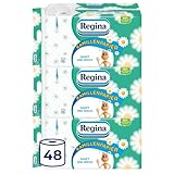 Regina Kamillenpapier 3-lagiges Toilettenpapier 48 Rollen-Packung (3 x 16 Einzelpackungen) 150 Blatt pro Rolle Sanft und zuverlässig Mit einem Hauch von Kamille FSC-zertifiziertes Papier