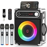 JYX Karaoke Maschine, Karaoke Anlage mit 3 Mikrofonen, Tragbare Bluetooth Lautsprecher für Erwachsene, Party Karaoke Lautsprecher, Subwoofer PA System für Versammlungen