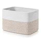 Homsorout Aufbewahrungskorb Geflochten - Korb Aufbewahrung Körbchen Wickeltisch Organizer, Stapelbare Speicher Storage Basket für Kinderzimmer, Weihnachtskugeln Aufbewahrung, 1er Set Weiß