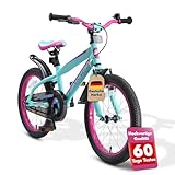 BIKESTAR Kinderfahrrad 18 Zoll für Mädchen und Jungen ab 5 Jahre | Kinderrad Urban Jungle | Fahrrad für Kinder Türkis & Berry | Risikofrei Testen