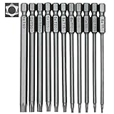 11 Stück Torx lang Schraubendreher Bit Set 1/4' Magnetisch Sternenkopf Schraubenziehe Set T6-T40 100mm Lang Sechskant Schaft Elektrische Torx Bits Satz Werkzeuge (11 pcs)