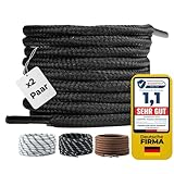 LaceHype 2 Paar - Premium Runde Schnürsenkel [ Ø4,5 mm ] Polyester für Arbeitsschuhe, Stiefel, Outdoorschuhe und Sportschuhe reißfeste Schuhbänder (Schwarz, 100cm)