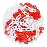 Absperrkette Kunststoffkette 10 Meter x 6mm Absperrkette Warnkette Plastikkette Zweifarbig Kunststoffkette Warnkette Kunststoff-Gliederkette im Beutel Kette für Parkplatz Bau Absperren