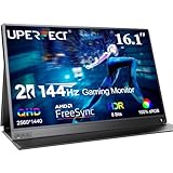 UPERFECT Portable Monitor 2K 144Hz, 16 Zoll Tragbarer Monitor USB C Display mit 2560 * 1440 IPS Bildschirm 1200:1 400 Nits Hohe Helligkeit HDMI Typ C für PC Laptop Xbo Switch PS4/5, VESA-kompatibel