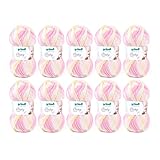 Gründl Wolle Baby color - Babywolle zum Häkeln und Stricken mit Farbverlauf - Weich und hautfreundlich - 70 % Polyacryl, 30 % Polyamid - 10 Knäuel 50 g / 150 m - Nadelstärke 3,5 -4,5 - hellgrün-weiß