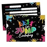 GEBETTER 12 Trampolin Einladungskarten zum Kindergeburtstag 14,8x10,5cm Geburtstag Jump Party Einladung für Mädchen und Jungen Geburtstagseinladungen Kinder Geburtstagsfeier Kinderparty