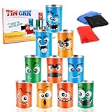 Dosenwerfen Kinder, 10 Dosen und 3 Bean Bags Wurfspiel, Dosenwurfspiel für Kindergeburtsta & Andere Party, Büchsenwerfen Garten Kinder Gartenspiele, Outdoorspiele Kinder, Kindergeburtstag Spiele