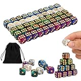 50 Stück Würfel Set, 16mm Zweifarbige Spielwürfel, Acryl Würfel Bunt mit Runden Ecken für Würfelspiele Tischspiele Bar KTV Party Tutoring, 5 Farben mit Aufbewahrungstasche