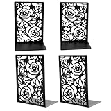 Buchstützen,MetallBuchstütz,RegaleDekor Home OfficeSchule, Bookends (2 Paare/4 Stücke) (Schwarze Rose)