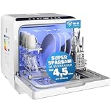 MONZANA® Tischspülmaschine ohne Wasseranschluss App Funktion sparsamer Verbrauch 4,5L 6 Programme 4 Gedecke 45cm Mini Geschirrspüler Spülmaschine Weiß