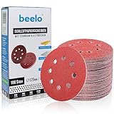 BEELO Schleifpapier 125mm Klett (100 Stück) – Schleifscheiben 125mm Klett für Exzenterschleifer – 20 Stück x P40, P60, P80, P120 und P180 (8 Löcher) – Ideal für Holz, Metall und Farbe