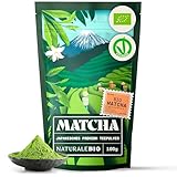 NaturaleBio Matcha Tee Pulver Bio - Premium-Qualität - 100g. Original Green Tea aus Japan. Japanischer ideal zum Trinken. Grüntee für Latte, Smoothies Getränk. Hergestellt in Uji, Kyoto.