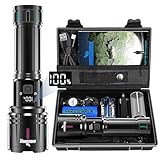 Shadowhawk Taschenlampe LED Aufladbar 1000000 Lumen, LED Taschenlampe Extrem Hell XHM90.2 Taschenlampen USB, Starke Taktische Taschenlampe Batteriebetrieben, Wasserdicht Flashlight für Outdoor Notfall