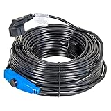 horizont Frostschutz Heizkabel mit Thermostat 24 m, ideal für Wasserleitung oder als Pflanzenheizung, wasserdichte Begleitheizung, Dachrinnenheizung selbstregulierend, Rohrbegleitheizung 230 V