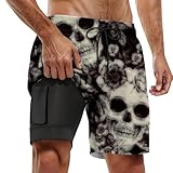 Arena Herren-Badehose, 3D-Druck, Strand, Sommer, Surfshorts mit Netzfutter, Basketball, Taschen, schnelltrocknend, atmungsaktiv, für Jogging, Fitness, Grau, XXL