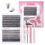 Wimpern Lashes Wimpern Extensions, FADLASH DIY mit Wimpernkleber Dauerhaft, Wimpern Pinzette und Wimpern Remover, für natürlichen zu Hause 40D+50D Gemischte 12-18mm Lash Extension Set