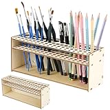Pinselhalter Malen Holz, Make Up Pinselhalter Organizer Holz Pinsel Halter Ständer, 67-Loch Schreibtisch Ständer Organizer, Multifunktionaler Schminke Pinsel Aufbewahrung Malen, Geschenke Für Künstler