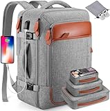 Roadcheer Handgepäck-Rucksack, 40L groß Reiserucksack für Herren und Frauen, Flugzugelassen, Wasserdichter Reiserucksack erweiterbarer, großer Koffer-Rucksack mit 4 Packwürfeln