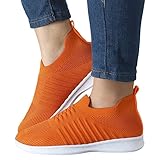 Walkingschuhe Damen Große Größen Walkingschuhe Slip-On Trekkingschuhe Frühling Turnschuhe Komfort Plateau Shoes Lässige Flache Shoes Sportlich Weiche Freizeitschuhe Outdoor Fitness Gym Straßen