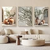 TROYSINC 3er Vintage Olivenbaum Bilder Set, Aesthetic Olivenbaum Poster Vintage Topfpflanze Bild Wandbild Italien Griechenland Wanddeko Wohnzimmer, ohne Rahmen (40x50cm,B)