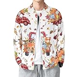 VOSERY Leichte Herrenjacke - Aquarell Herbst Casual Zip Up Bomberjacke Windbreaker Mantel mit Tasche, Stil-14, XXL