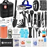 GPUSFAK Emergency Survival Kit, Camping Erste Hilfe Survival Kit mit Molle Tasche für Erdbebenvorsorge Outdoor Abenteuer, Schwarz