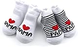 Distinct® Baby Baumwollsocken Süße Socken Ich liebe Mama + Ich liebe PaPa Neugeborenes Kleinkind jungen Mädchen Cotton kleine Söckchen (2 Paar)