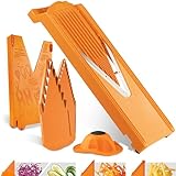 Börner Gemüsehobel V3 (Starter Set) • V-Hobel für 5 Schnittarten • Verstellbarer Küchenhobel für Gemüse & Obst • Hobel mit Edelstahl V-Klinge • Inkl. Fruchthalter • Farbe: Orange