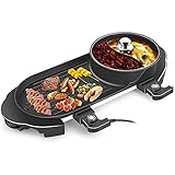 Barbecue-Grill Elektrogrill, Spezialisiert Auf Elektrischen 2-In-1-Grill Für Den Haushalt, Heißgrill, Grillpfanne Und Topf Aufgeladen, Rauchfreie Grillgruben Für Den Innenbereich, Bietet Platz Für 3-