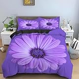 QBIDCSX Bettwäsche 155x220 Bettbezug Set 3teilig Blume Bettbezug mit Reißverschluss, Weiche Angenehme Mikrofaser Bettwäsche-Sets für Erwachsene Jugendliche Kinder + 2 Kopfkissenbezug 80x80 cm