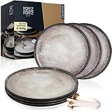 Moritz & Moritz VIDA 6er Dinner Teller Set Beige - Dinnerteller für 6 Personen - Porzellan spülmaschinen- und mikrowellengeeignet