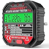 YOJOCK Steckdosentester mit RCD-Prüfung und LCD-Voltage-Display, 6 Arten von Fehlerdiagnose, Steckdosenprüfgerät mit Kontrollleuchten-Anzeige, FI Tester 90-250V/45-65Hz, CAT ll 300V (Premium-Version)