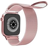 Smartwatch Ersatzband kompatibel mit Apple Watch Armband für Frauen Männer, Milanese Loop Magnet Verschluss Metall Armband für iWatch SE Ultra (rose rosa, 38mm/40mm/41mm/42mm(series 10))