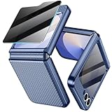 Doeshine für Samsung GalaxyZ Flip 6/7 FE Hülle [Not für Flip 7] mit Scharnierschutz & Privacy Screen Bildschirmschutz, Rutschfester Textur, Stoßfest Schutzhülle Kratzfest Rugged Case (Mint Blau)