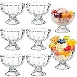 6 Sets Glas-Eisbecher, 142 ml, Dessertbecher aus Glas, elegante Tulpenform, Parfaitgläser, Schalen für Eisbecher, Obst, Eiscreme, Pudding, kleine Snacks, Gewürze