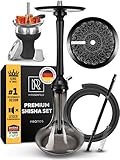 M. ROSENFELD Schwarzes Shisha-Set mit komplettem Zubehör - 30' Große, schwarzem Shisha-Kopf, Glasbowl, 150 cm Silikonschlauch und ergonomischem Mundstück – Shisha-Set mit 1 Schlauch