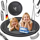 KESSER® Nestschaukel Tellerschaukel Hängeschaukel Rundschaukel Ø 100cm Schaukel bis 300kg belastbar mit Kissen & 4 Griffen verstellbar Kinderschaukel Indoor & Outdoor für Kinder & Erwachsene Anthrazit